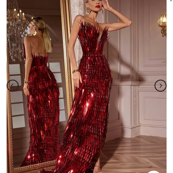 Mew Mews Dresses & Skirts - Jimmie Metal Feather Dress In Red